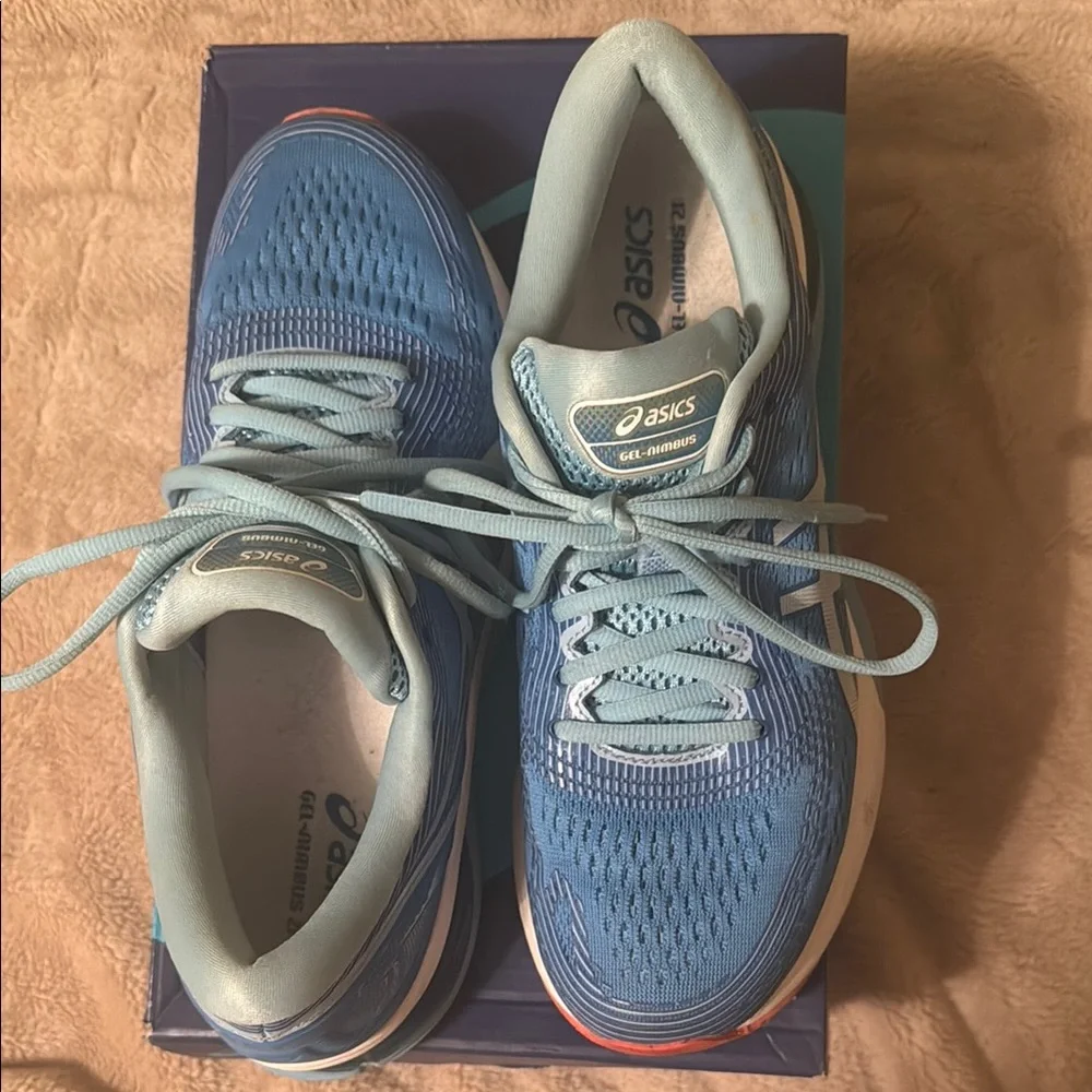 Asics Blue and Orange Athletic Shoes Modern Performance - Picture 1 of 6